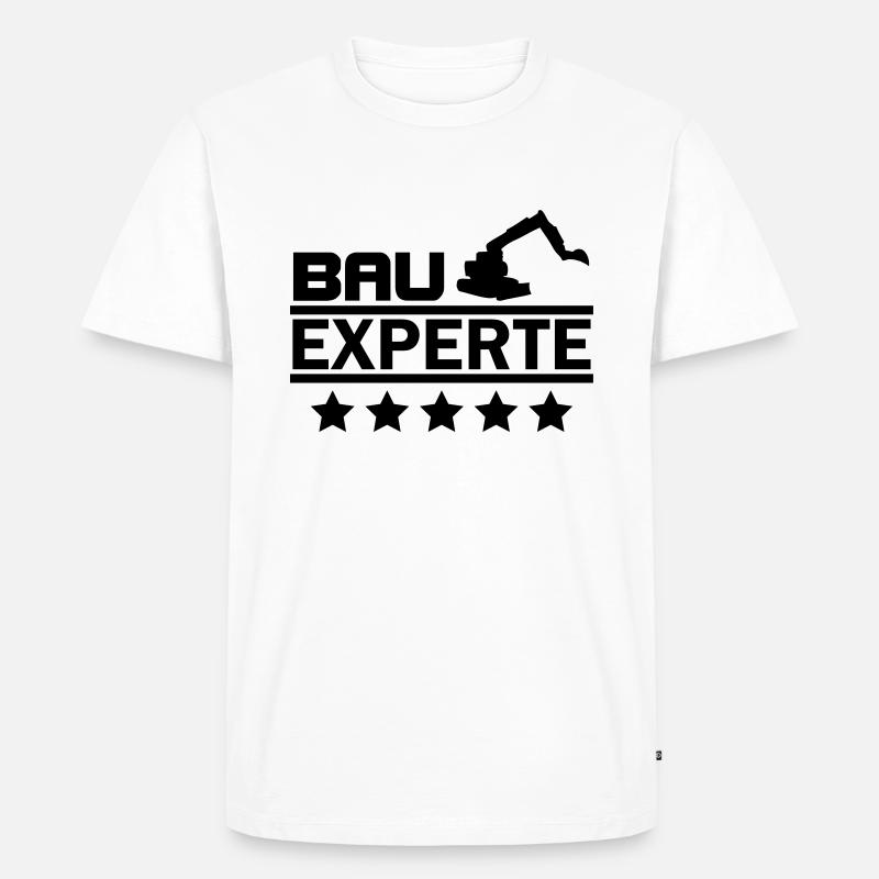 bau experte - Männer Premium Bio T-Shirt - Weiß