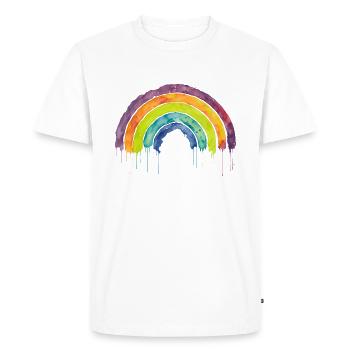 Horizon coloré Aquarelle Arc-en-ciel - T-shirt Premium bio Homme - blanc - Devant - Nico (187cm)