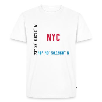 NYC - NEW YORK - COORDONNÉES / COORDONNÉES GPS - T-shirt Premium bio Homme - blanc - Devant - Nico (187cm)
