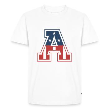 Lettre A États-Unis - T-shirt Premium bio Homme - blanc - Devant - Nico (187cm)