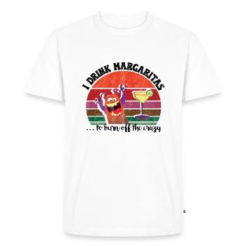Je bois des Margaritas pour brûler la folie - T-shirt Premium bio Homme - blanc - Devant - Nico (187cm)