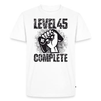 Niveau 45 Cadeau d’anniversaire complet 45 ans - T-shirt Premium bio Homme - blanc - Devant - Nico (187cm)