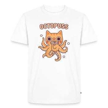 Mignon Octopus Tabby Cat Octopuss Pun Drôle - T-shirt Premium bio Homme - blanc - Devant - Nico (187cm)