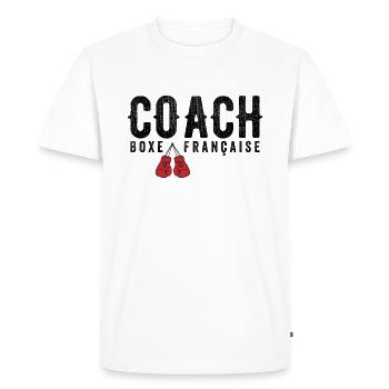 Coach Boxe Française Entraineur de Boxe Française - T-shirt Premium bio Homme - blanc - Devant - Nico (187cm)