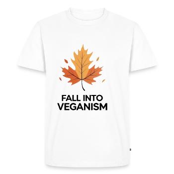 Tomber dans le véganisme – Autumn Leaf Design - T-shirt Premium bio Homme - blanc - Devant - Nico (187cm)