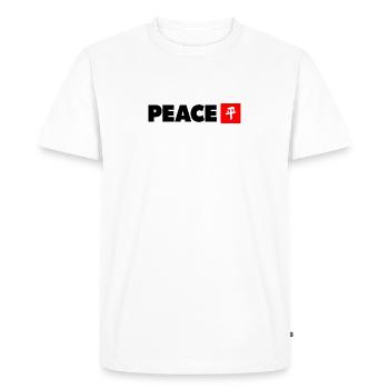 Paix avec les kanji japonais en noir et rouge - T-shirt Premium bio Homme - blanc - Devant - Nico (187cm)