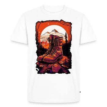 Hiking Boots , camping, flat color background, - Men's Premium Organic T-Shirt - white - Front - Nico (187cm)