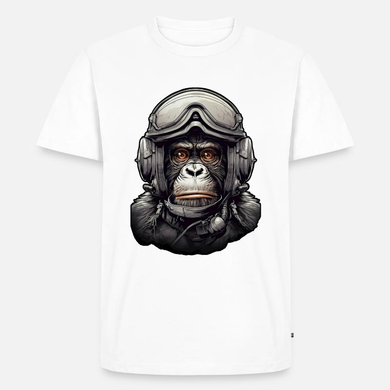 Pilot Monkey Digitale Kunst - Männer Premium Bio T-Shirt - Weiß