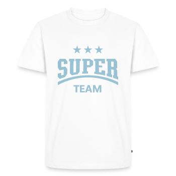 Super Team - Men's Premium Organic T-Shirt - white - Front - Nico (187cm)