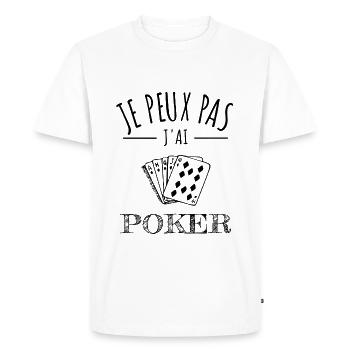 je peux pas j’ai poker humour jeu de cartes - T-shirt Premium bio Homme - blanc - Devant - Nico (187cm)