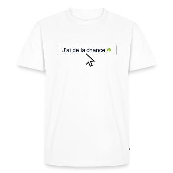 J'ai de la chance ☘️ - T-shirt Premium bio Homme - blanc - Devant - Nico (187cm)