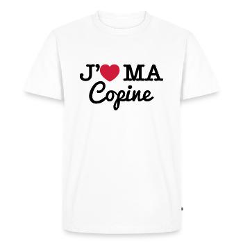 J'aime ma copine - T-shirt Premium bio Homme - blanc - Devant - Nico (187cm)