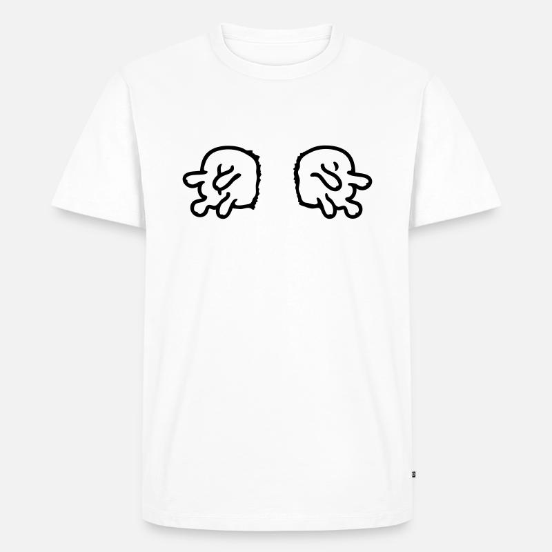 doppeltes Euter - line - Männer Premium Bio T-Shirt - Weiß
