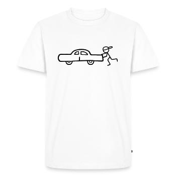 Pousser pick-up - Qui aime sa voiture pousse - T-shirt Premium bio Homme - blanc - Devant - Nico (187cm)