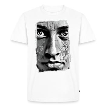 Art du visage géométrique monochrome - T-shirt Premium bio Homme - blanc - Devant - Nico (187cm)