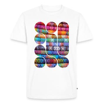 Bright Knitted Patchwork - Men's Premium Organic T-Shirt - white - Front - Nico (187cm)