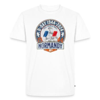 D DAY 1944 2024 - T-shirt Premium bio Homme - blanc - Devant - Nico (187cm)