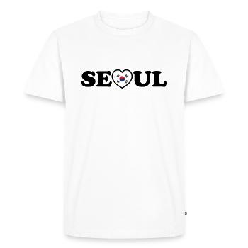 Seoul Love Heart Taegeukgi Flag - Men's Premium Organic T-Shirt - white - Front - Nico (187cm)