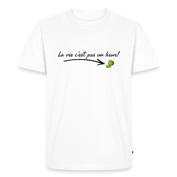 La vie c'est pas un kiwi. - T-shirt Premium bio Homme - blanc - Devant - Nico (187cm)