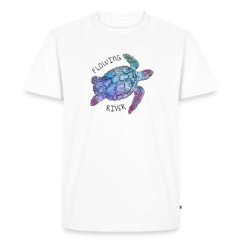 Tortue - rivière qui coule - T-shirt Premium bio Homme - blanc - Devant - Nico (187cm)
