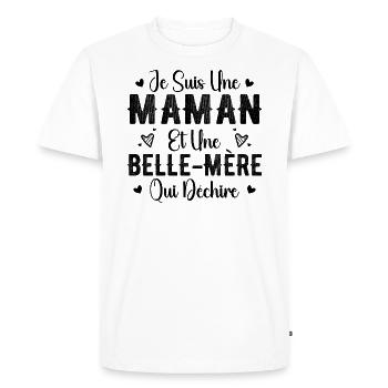 Femme Maman et Une Belle Mère Qui Déchire - T-shirt Premium bio Homme - blanc - Devant - Nico (187cm)