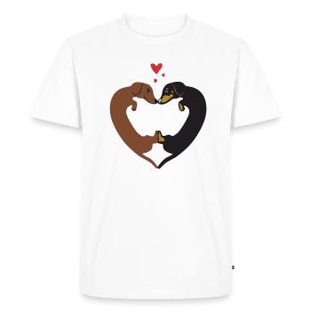 Dachshund Heart - Funny Cute Valentine's Day Gift - Men's Premium Organic T-Shirt - white - Front - Nico (187cm)