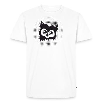 Tête de chouette drôle - T-shirt Premium bio Homme - blanc - Devant - Nico (187cm)