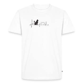 Chemise de chat • Chat de battement de coeur • Cadeau - T-shirt Premium bio Homme - blanc - Devant - Nico (187cm)