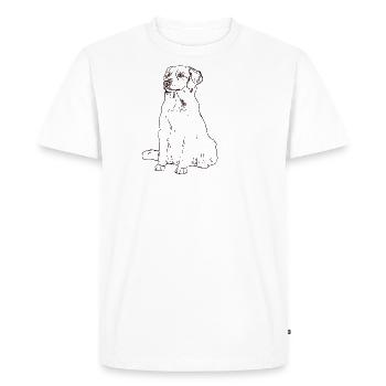 Labrador Golden Retriver chien assis place cadeau - T-shirt Premium bio Homme - blanc - Devant - Nico (187cm)