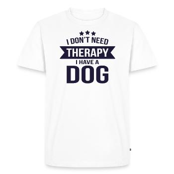 Je n'ai pas de thérapie J'ai un chien - T-shirt Premium bio Homme - blanc - Devant - Nico (187cm)