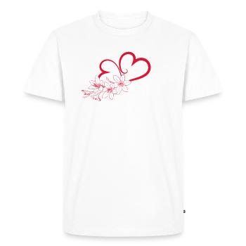 Fleurs avec coeur, coeur, bouquet de fleurs - T-shirt Premium bio Homme - blanc - Devant - Nico (187cm)