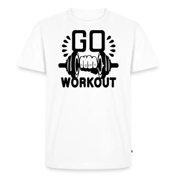 go workout bodybuilding quote haltere fist body - Men's Premium Organic T-Shirt - white - Front - Nico (187cm)