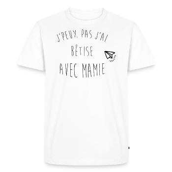 j'peux pas j ai bêtise avec mamie avion - T-shirt Premium bio Homme - blanc - Devant - Nico (187cm)