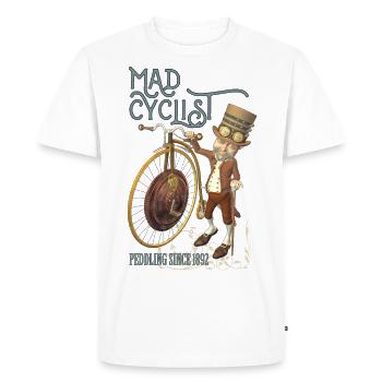 Steampunk Penny Farthing Vélo Drôle de cycliste fou - T-shirt Premium bio Homme - blanc - Devant - Nico (187cm)