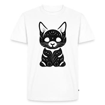 Cat Illustration Psychédélique Minimal Trance - T-shirt Premium bio Homme - blanc - Devant - Nico (187cm)