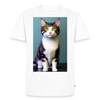 Un chat domestique à poil court attend de manger - T-shirt Premium bio Homme - blanc - Devant - Nico (187cm)