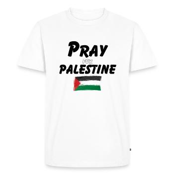 Priez pour les Palestiniens | Priez pour la Palestine - T-shirt Premium bio Homme - blanc - Devant - Nico (187cm)