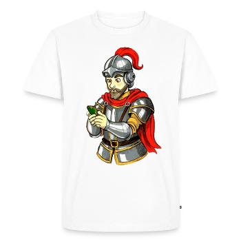 Chevalier avec smartphone - T-shirt Premium bio Homme - blanc - Devant - Nico (187cm)