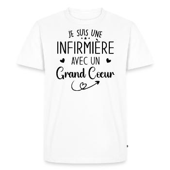 Je Suis Une Infirmière Avec Un Grand Cœur - T-shirt Premium bio Homme - blanc - Devant - Nico (187cm)