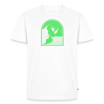 Né pour faire de la randonnée Randonnée Wandern Mountain Wanderlust - T-shirt Premium bio Homme - blanc - Devant - Nico (187cm)