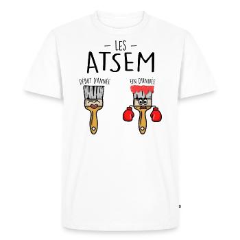 les ATSEM en début et fin d'année - T-shirt Premium bio Homme - blanc - Devant - Nico (187cm)