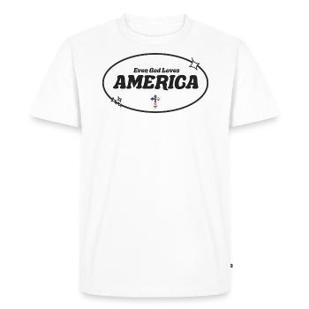 Même Dieu Adore l'Amérique - T-shirt Premium bio Homme - blanc - Devant - Nico (187cm)