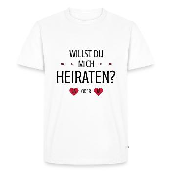 Veux-tu m'épouser demande de mariage en disant - T-shirt Premium bio Homme - blanc - Devant - Nico (187cm)