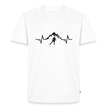 Ski de fond, skieur de fond et rythme cardiaque ECG - T-shirt Premium bio Homme - blanc - Devant - Nico (187cm)