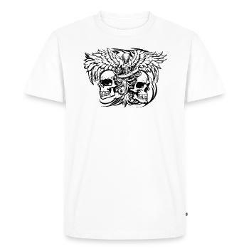 demon and skulls - Men's Premium Organic T-Shirt - white - Front - Nico (187cm)