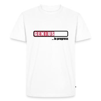 Genius in progress - Men's Premium Organic T-Shirt - white - Front - Nico (187cm)