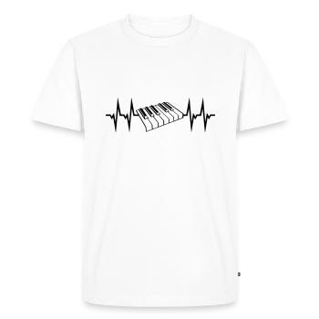 Piano, battement de coeur de clavier de piano - T-shirt Premium bio Homme - blanc - Devant - Nico (187cm)