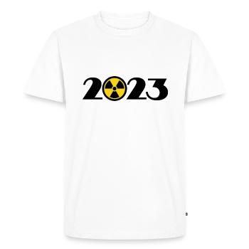 Attention radioactif, Rayonnement 2023 - T-shirt Premium bio Homme - blanc - Devant - Nico (187cm)