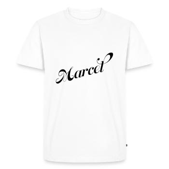 Marcel - Men's Premium Organic T-Shirt - white - Front - Nico (187cm)