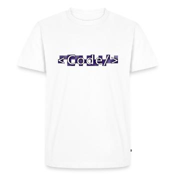 Code style (purple) - Men's Premium Organic T-Shirt - white - Front - Nico (187cm)